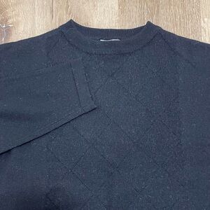 Elegant Black Crewneck Sweater for Men Wool Blend